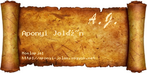 Aponyi Jolán névjegykártya